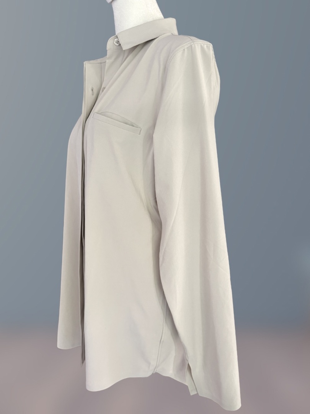 Athleta Urbanite Button Down Top Small Beige Performance Stretch Blouse - Picture 6 of 13